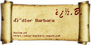 Ádler Barbara névjegykártya