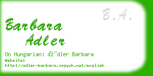 barbara adler business card